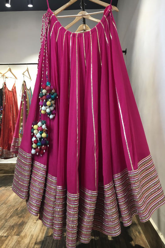 'SITARA' Rani Pink Mulmul Cotton Kalidar Ghaghra