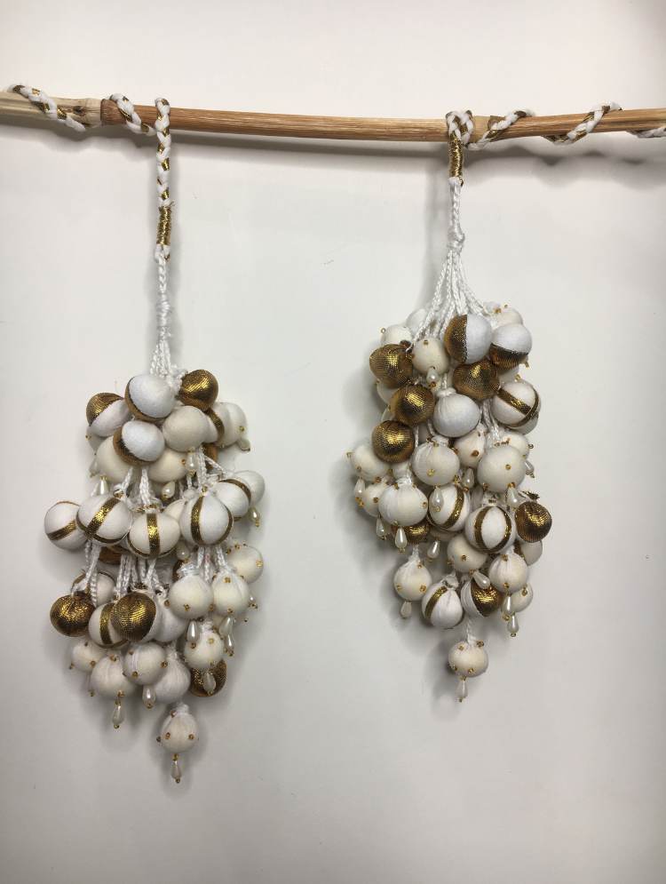 'ANGOORI' Golden & White Hand Crafted Tassels