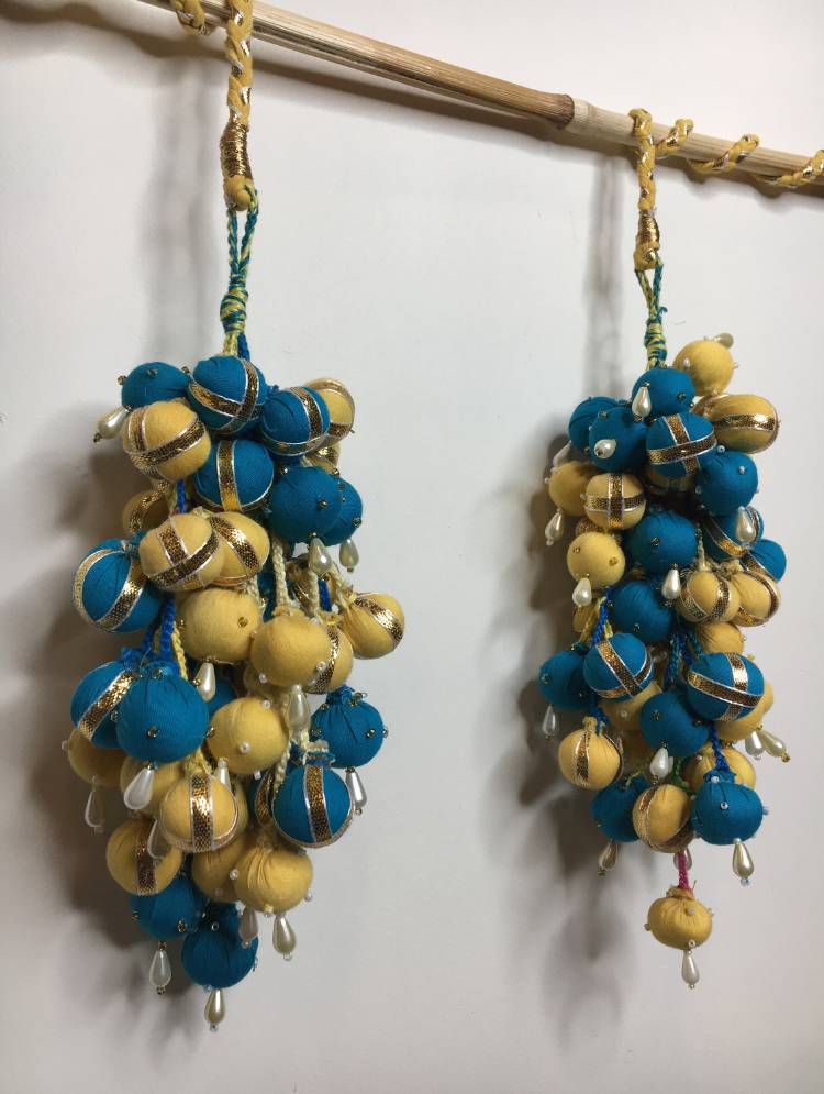 'ANGOORI' Yellow & Blue Hand Crafted Tassels