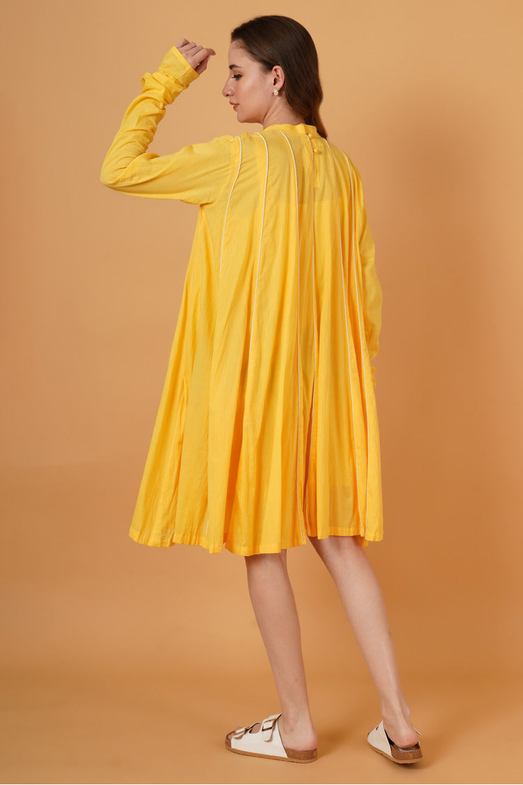 'PARINDA' Sunshine Yellow Cotton Mulmul Dress