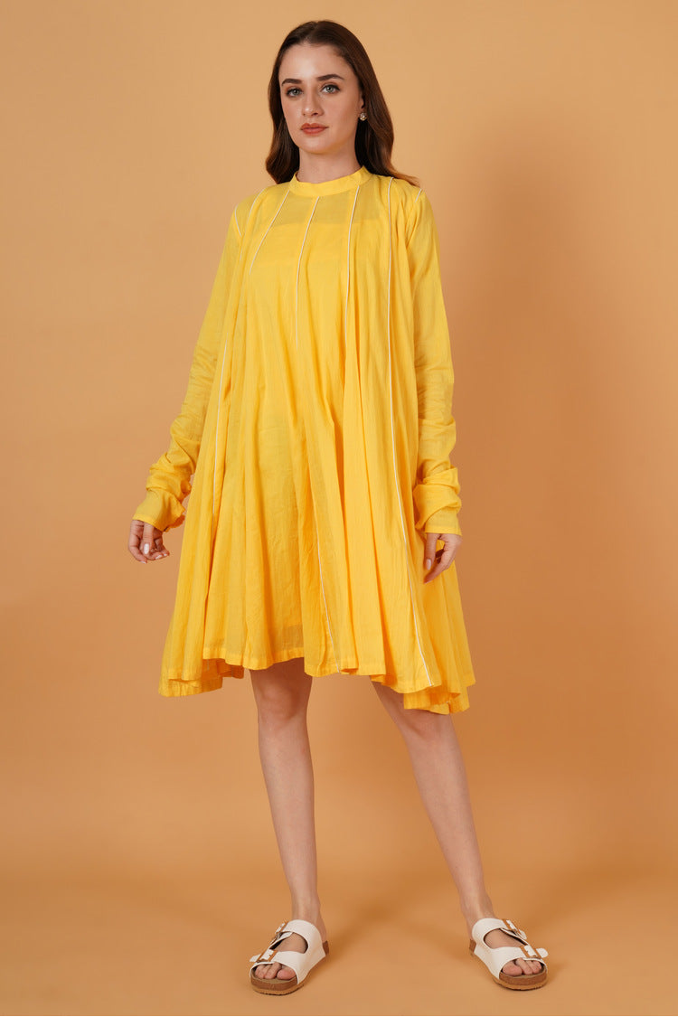 'PARINDA' Sunshine Yellow Cotton Mulmul Dress