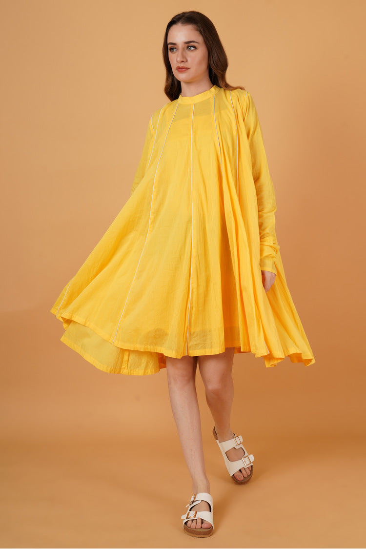 'PARINDA' Sunshine Yellow Cotton Mulmul Dress