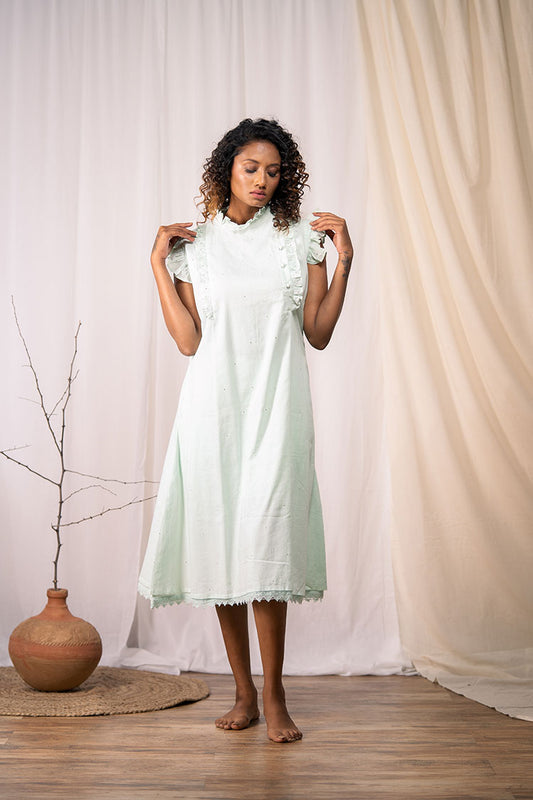 Studio Sample - SUNBEAM' Mint Green Mulmul Cotton Dress