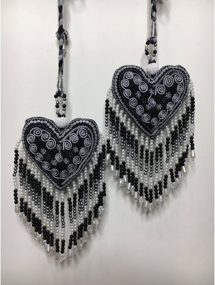 'DILAFROZ' Black & Gray Hand Crafted Tassels