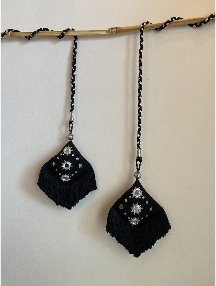'CHANDRAPRABHA' Black Hand Crafted Tassels