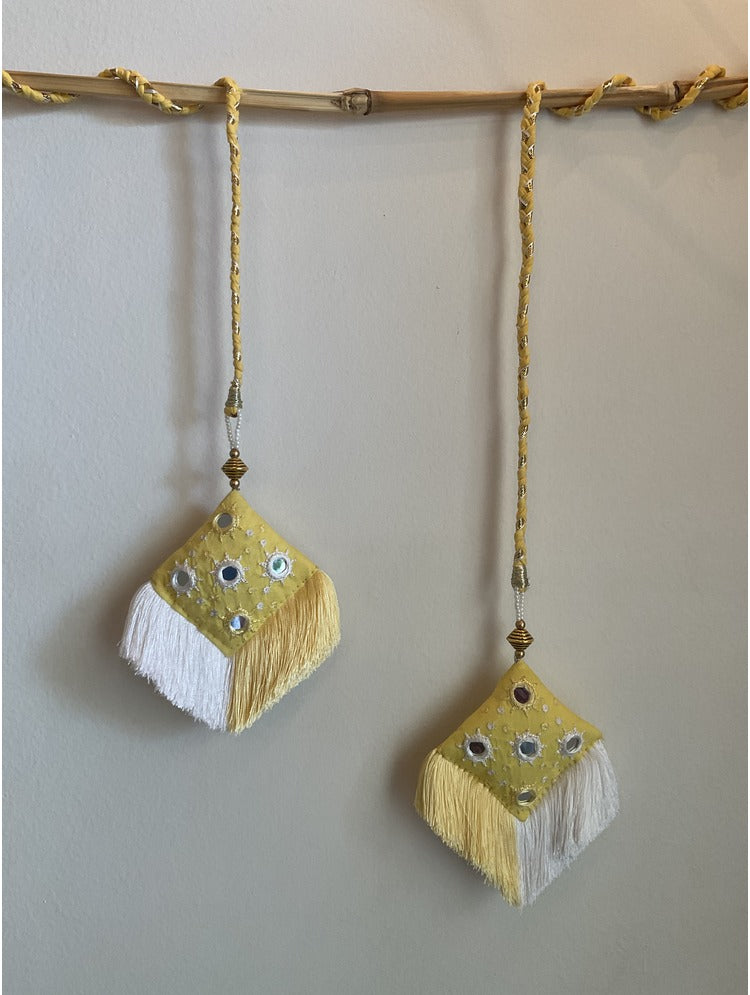 'TAARA' Yellow & White Hand Crafted Tassels