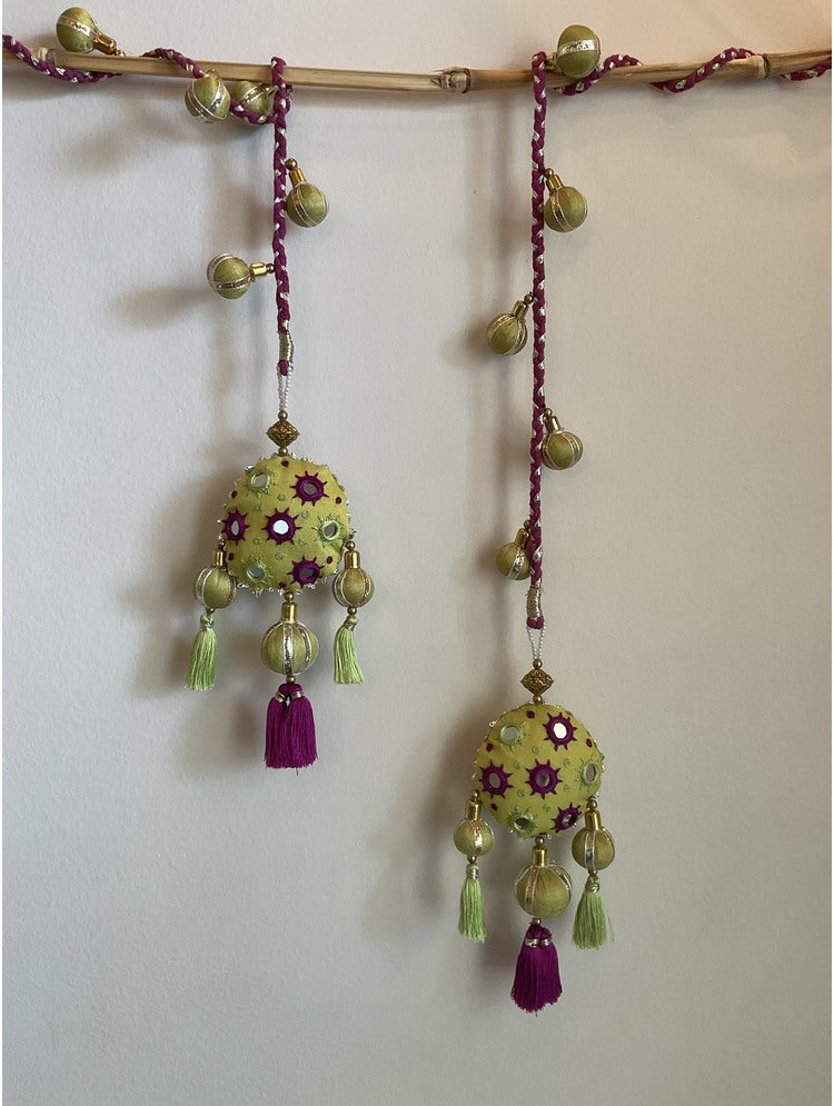 'AABROO' Yellow & Purple Hand Crafted Tassels