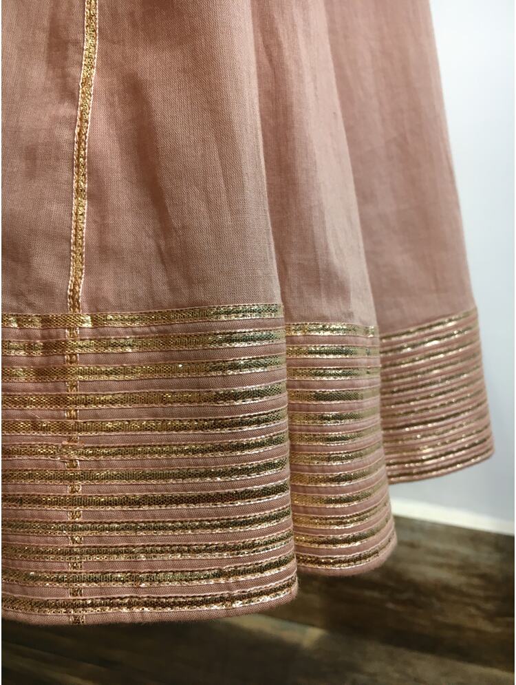 'DILSHAAD' Peach Mulmul Cotton Kalidar Ghaghra