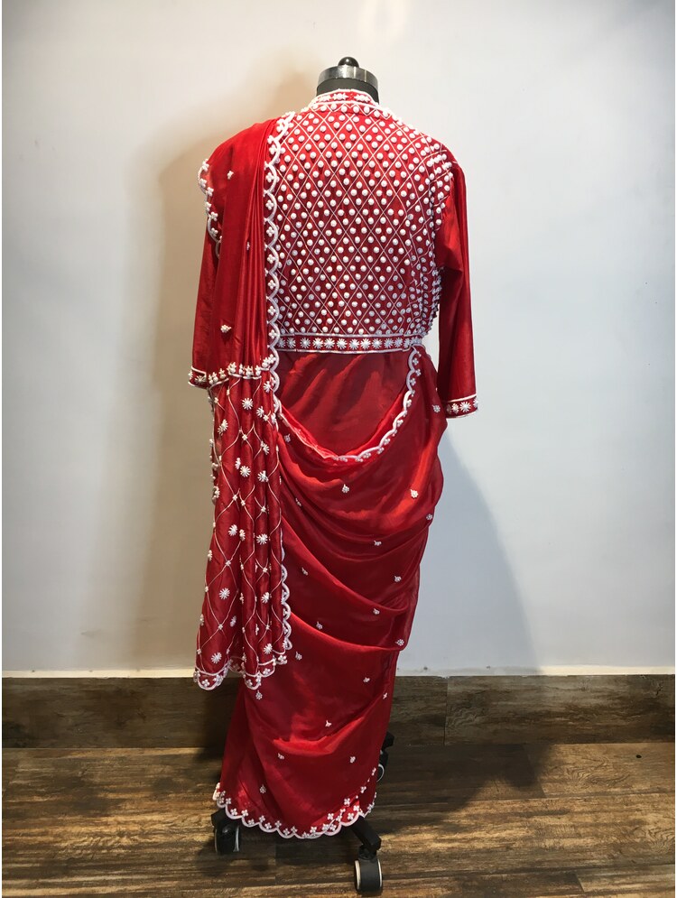 'GUL E RAANA' Red Handloom Chanderi Silk Saree