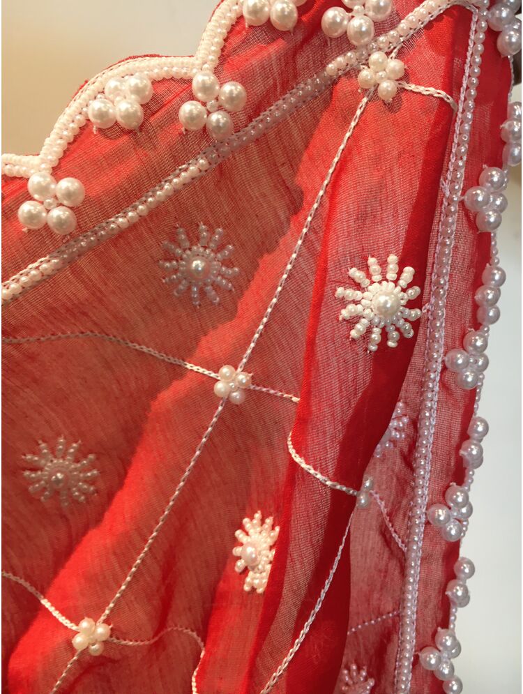 'GUL E RAANA' Red Handloom Chanderi Silk Saree