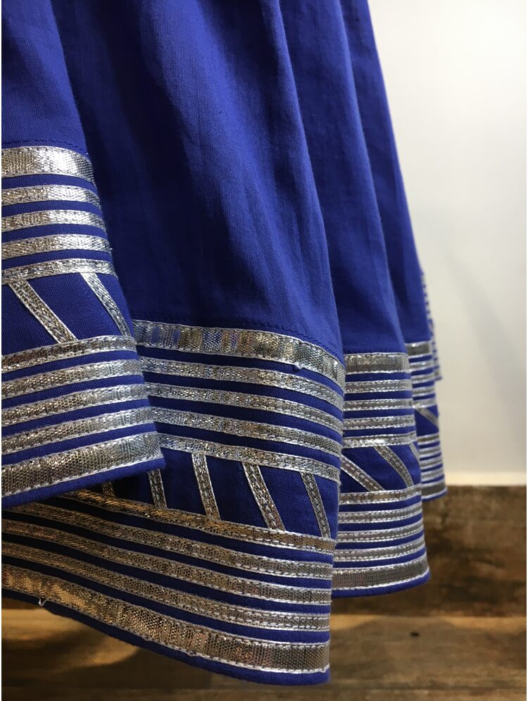 'NILAYA' Blue Mulmul Cotton Kalidar Ghaghra