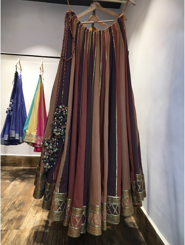 'MAATI' Shades of Brown Mulmul Cotton Kalidar Ghaghra
