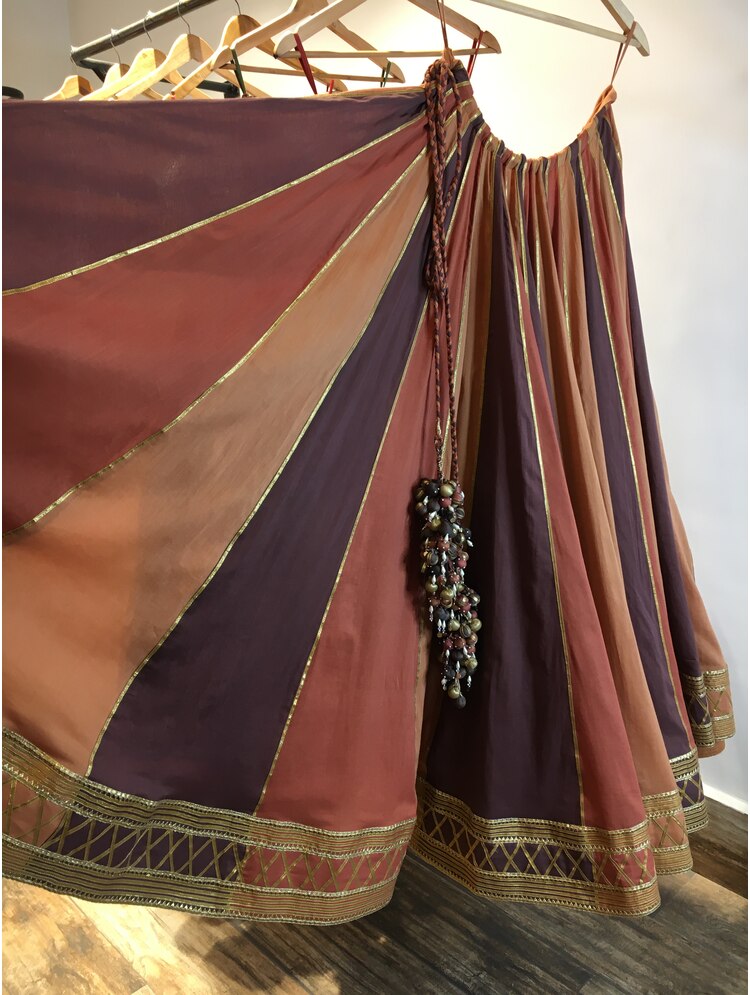 'MAATI' Shades of Brown Mulmul Cotton Kalidar Ghaghra