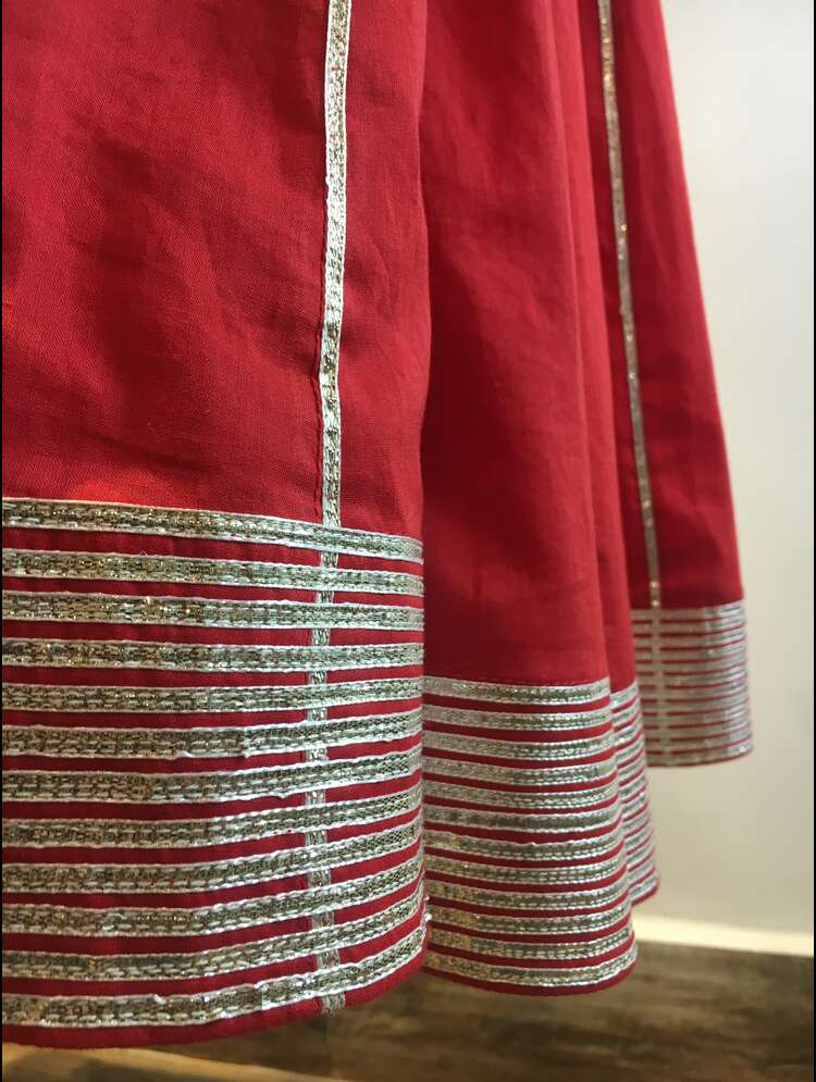 'LAAL CHANDNI' Red Mulmul Cotton Kalidar Ghaghra