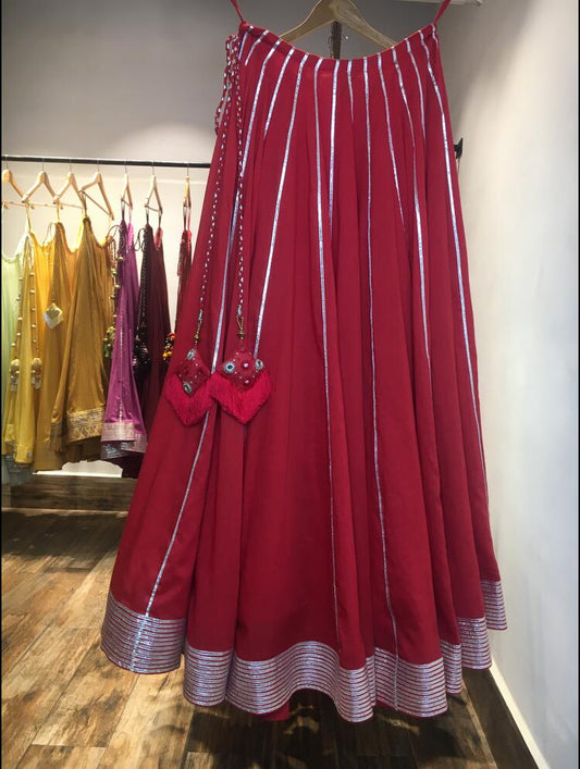 'LAAL CHANDNI' Red Mulmul Cotton Kalidar Ghaghra