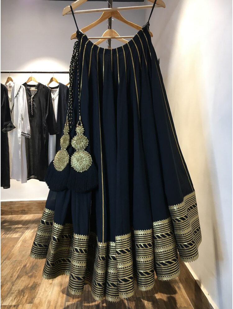 'NOORJAHAN' Black Mulmul Cotton Kalidar Ghaghra
