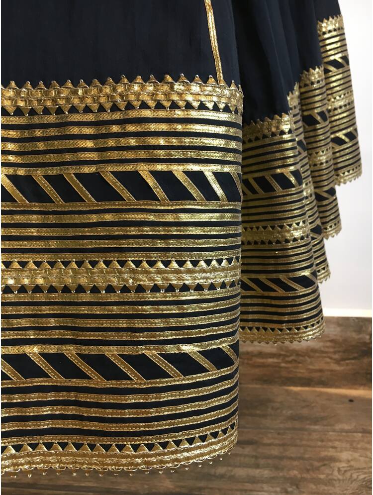 'NOORJAHAN' Black Mulmul Cotton Kalidar Ghaghra