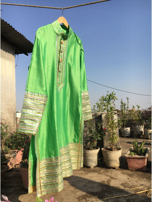 'CHAMKEELA' Handloom Chanderi Silk Kurta