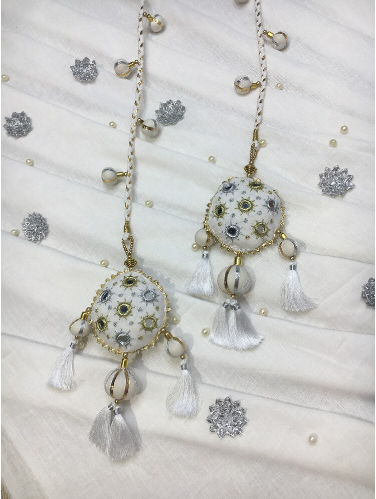 'PARWANA' White Hand Crafted Tassels