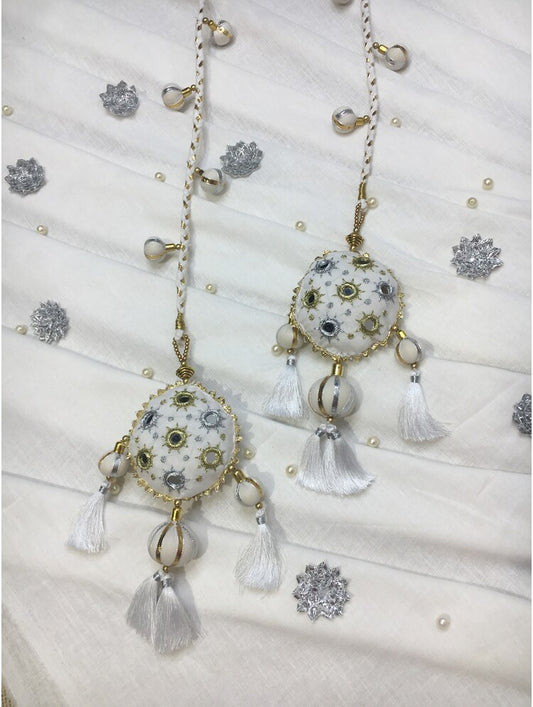 'PARWANA' White Hand Crafted Tassels