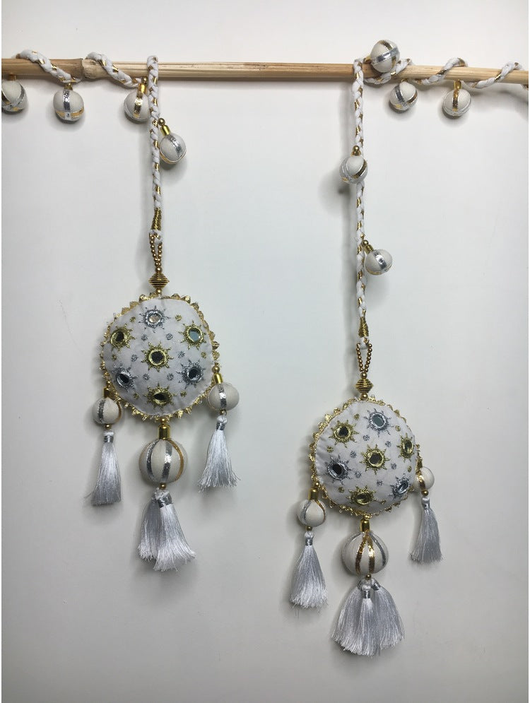 'PARWANA' White Hand Crafted Tassels