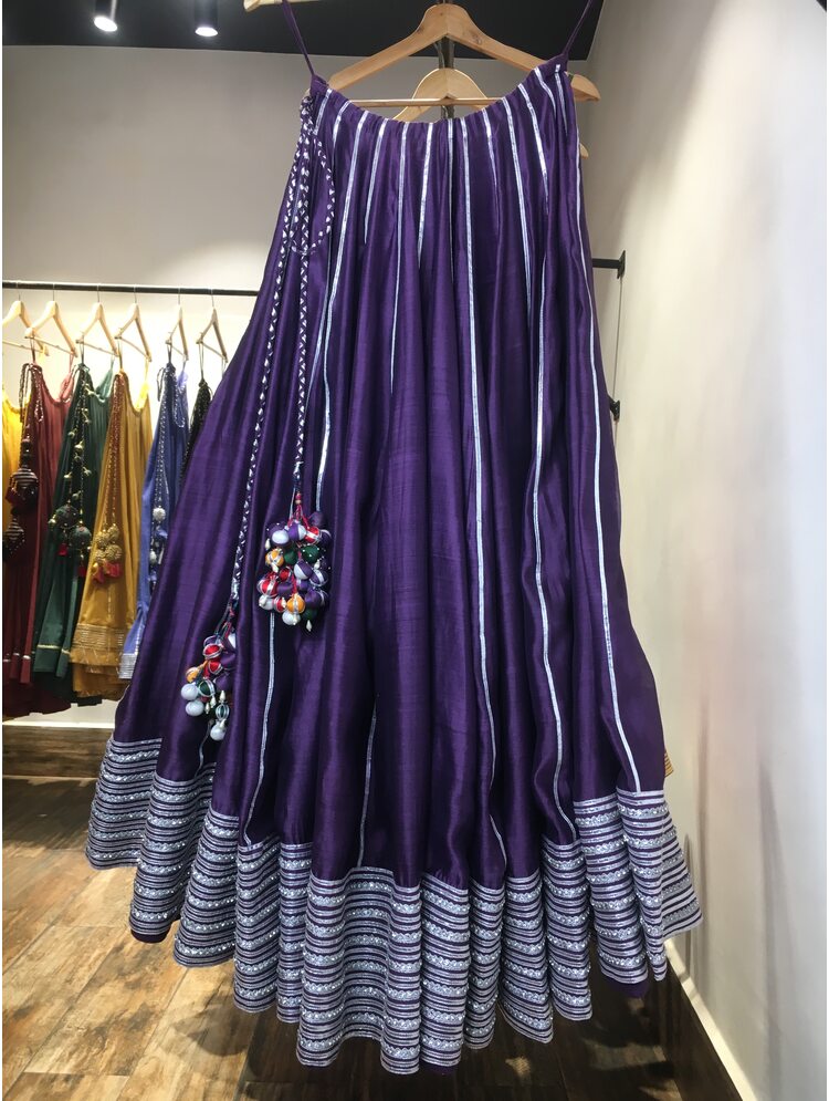 'CHAMKEELI' Purple Handloom Chanderi Silk Kalidar Ghaghra