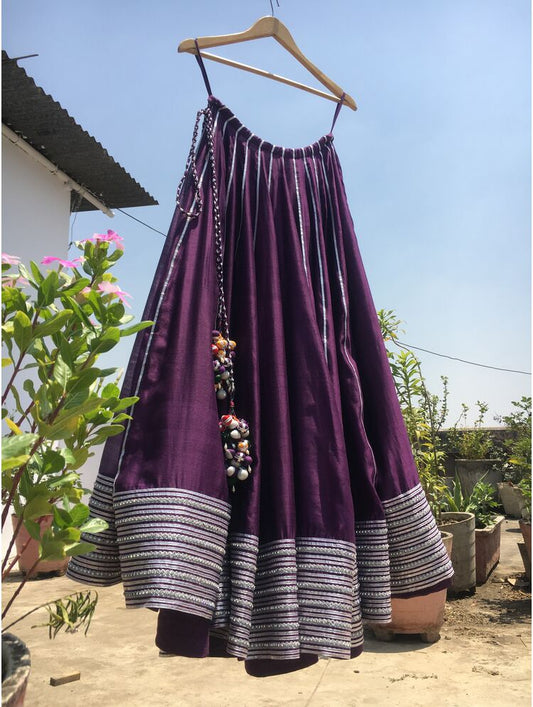 'CHAMKEELI' Purple Handloom Chanderi Silk Kalidar Ghaghra