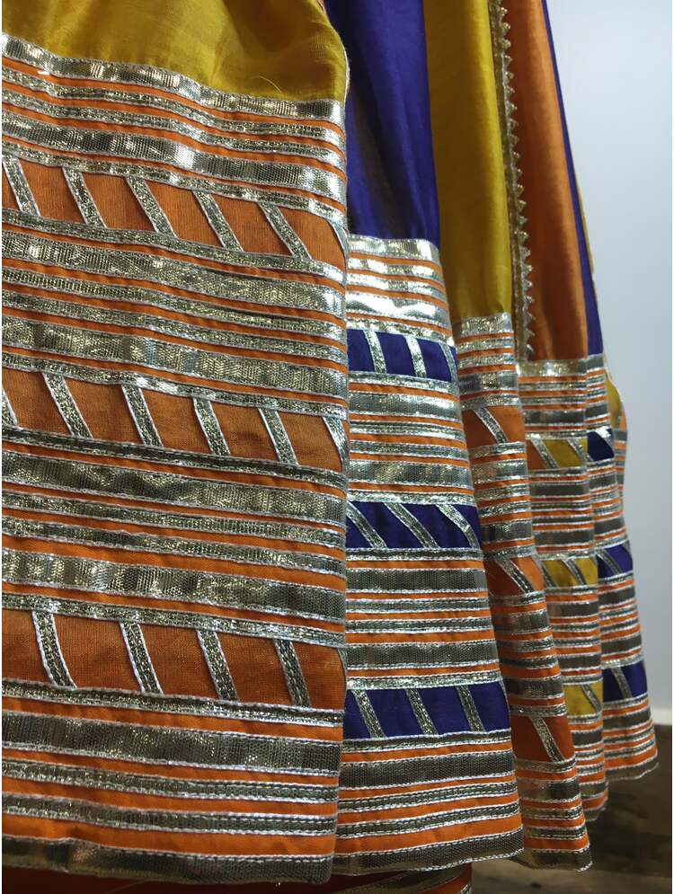 'BIJURIA' Multicolor Handloom Chanderi Silk Kalidar Ghaghra