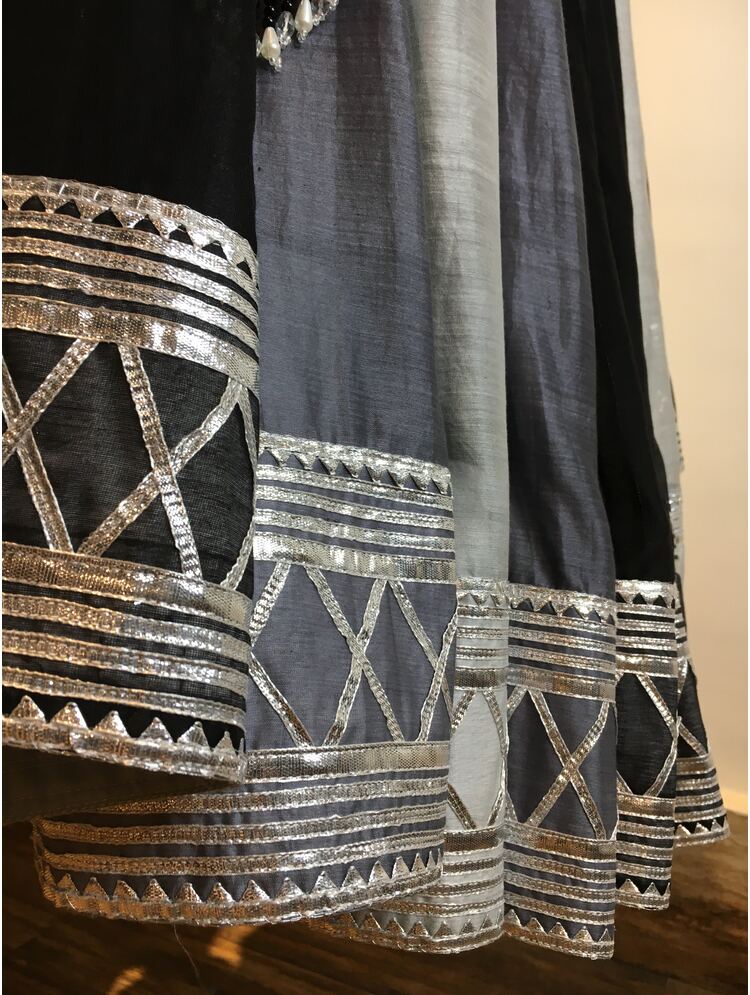 'SYAAHI' Multicolor Handloom Chanderi Silk Kalidar Ghaghra