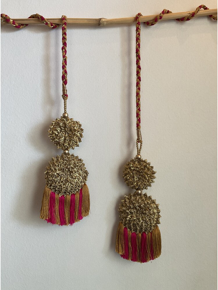 'SONPARI' Mustard & Pink Hand Crafted Tassels