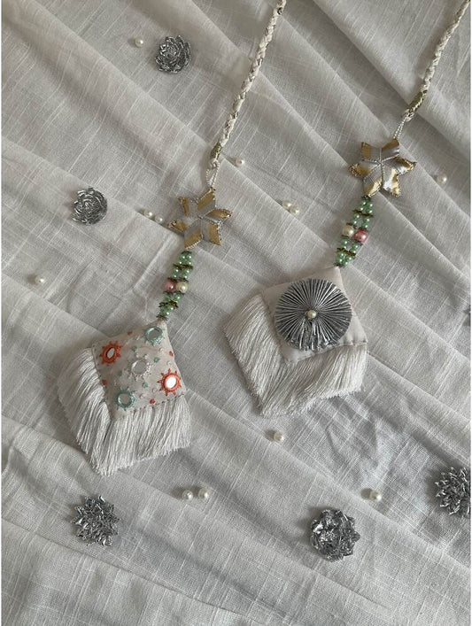 'JHILMIL' White Hand Crafted Tassels