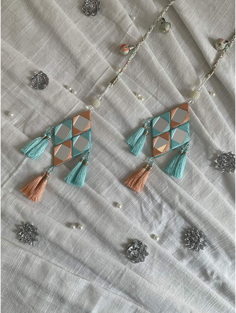 'APSARIKA' Blue & Off white Hand Crafted Tassels