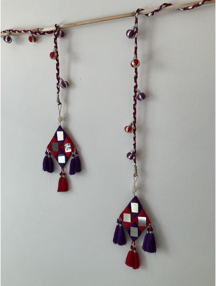 'ROOHANI' Red & Purple Hand Crafted Tassels