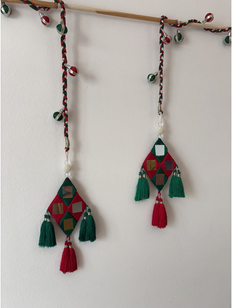 'NAZAAKAT' Red & Green Hand Crafted Tassels