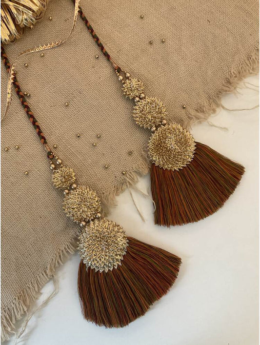 'ZIBA' Brown Hand Crafted Tassels