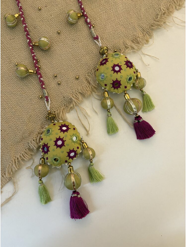 'AABROO' Yellow & Purple Hand Crafted Tassels