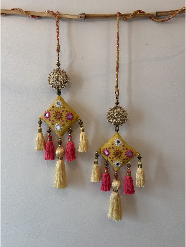 'GULZAR' Yellow & Pink Hand Crafted Tassels