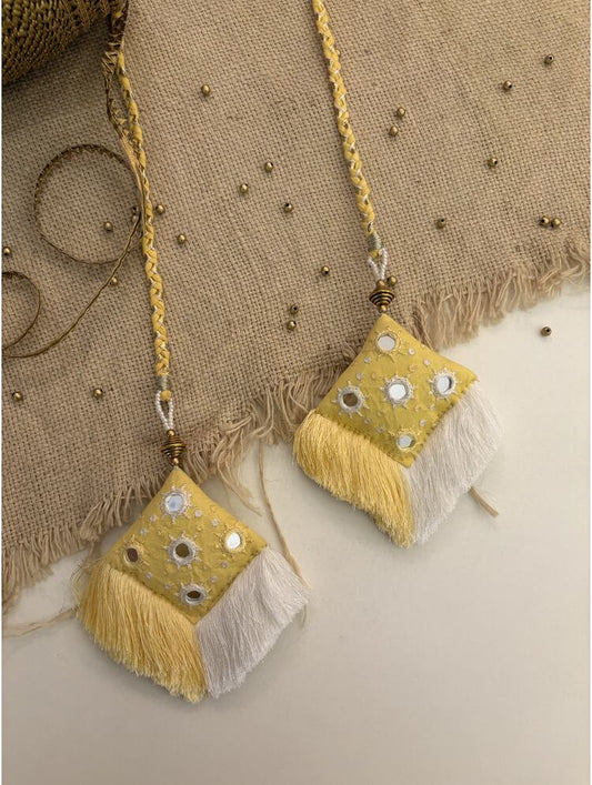 'TAARA' Yellow & White  Hand Crafted Tassels