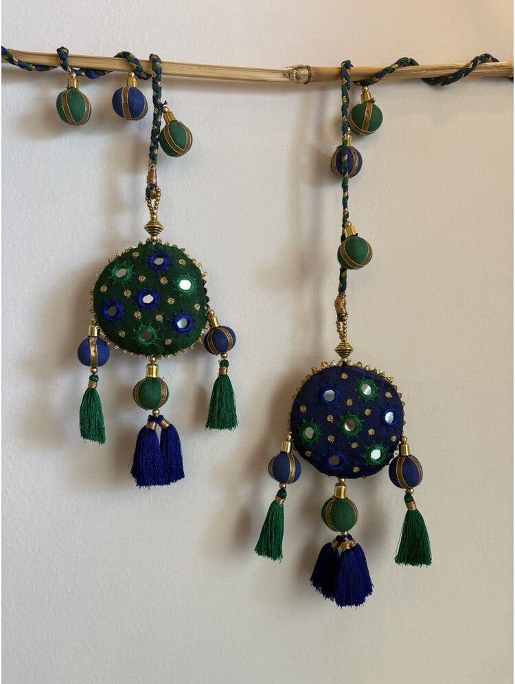 'PAAKHEE' Blue & Green Hand Crafted Tassels
