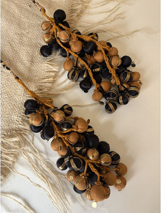 'MALAICA' Mustard & Black Hand Crafted Tassels