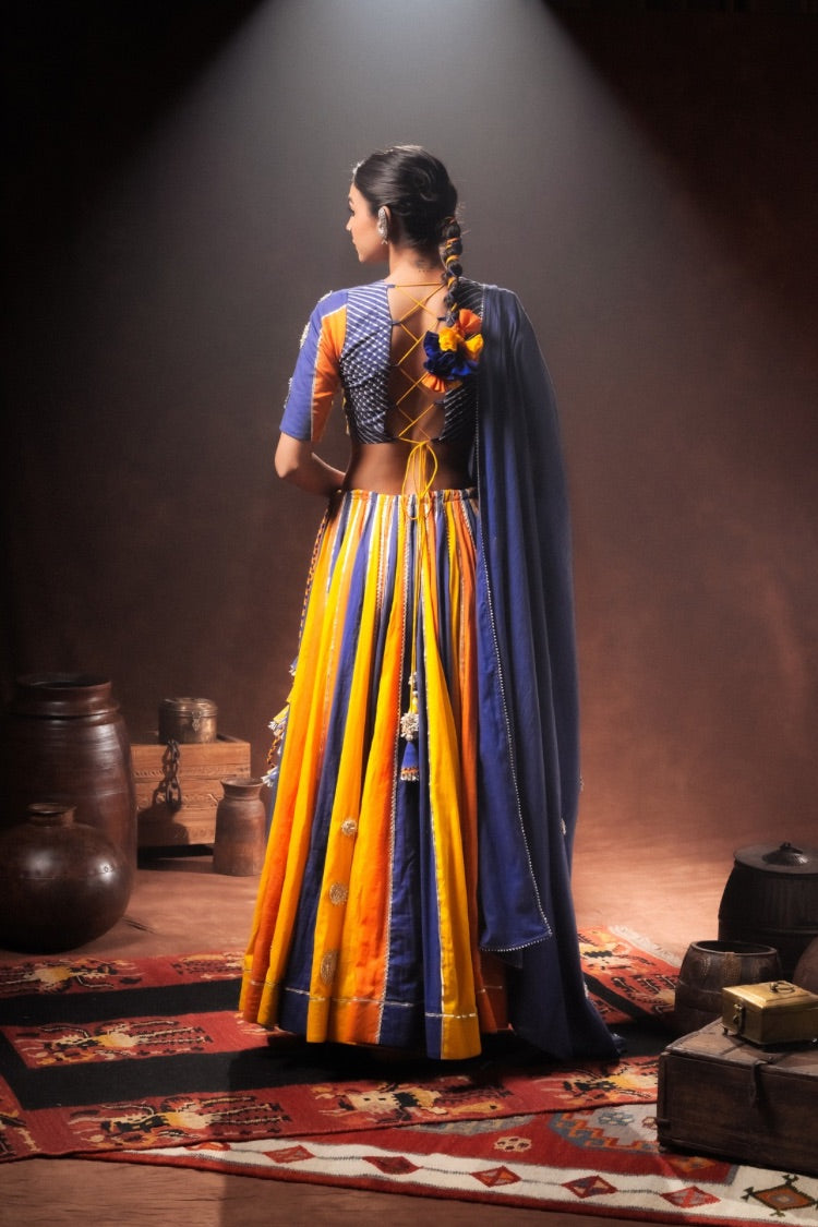 Studio Sample - 'BIJLI' Multicolor Mulmul Cotton Kalidar Ghaghra
