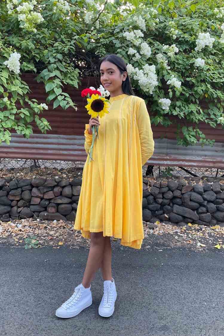 'PARINDA' Sunshine Yellow Cotton Mulmul Dress