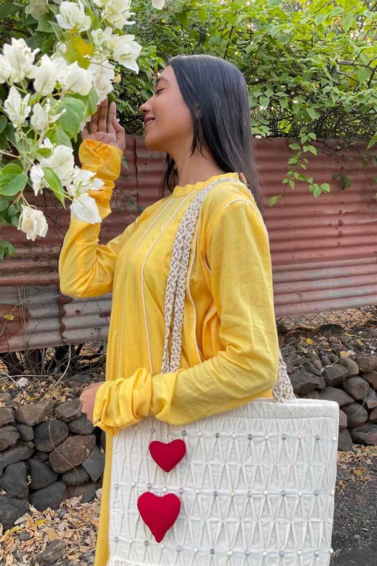 'PARINDA' Sunshine Yellow Cotton Mulmul Dress