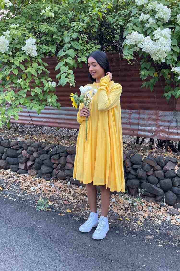 'PARINDA' Sunshine Yellow Cotton Mulmul Dress