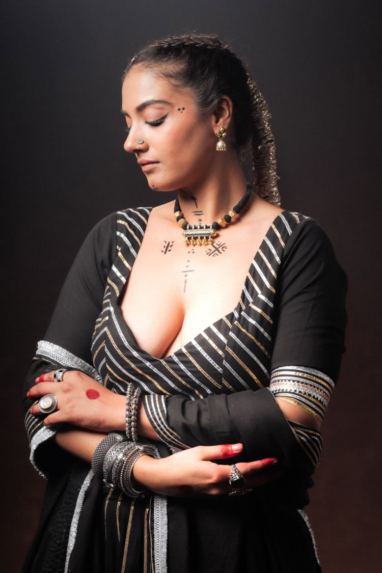 'ZOHRA' Black Mulmul Cotton Kalidar Ghaghra