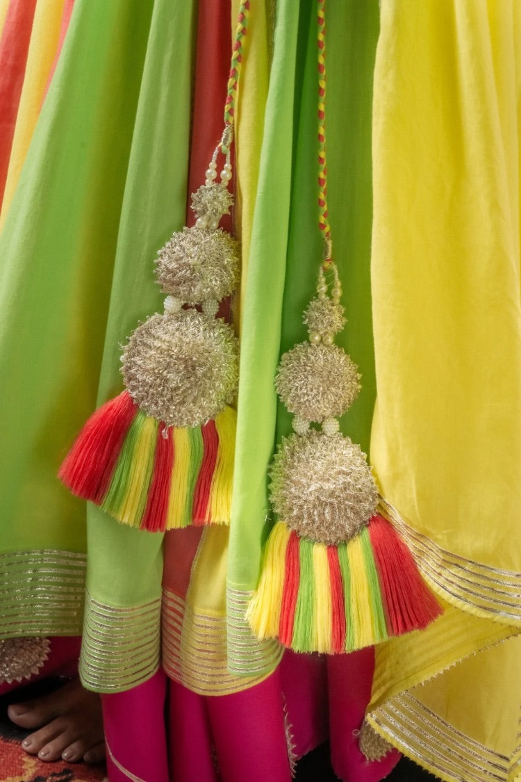 'RASEELI' Multicolor Double Layered Mulmul Cotton Kalidar Ghaghra