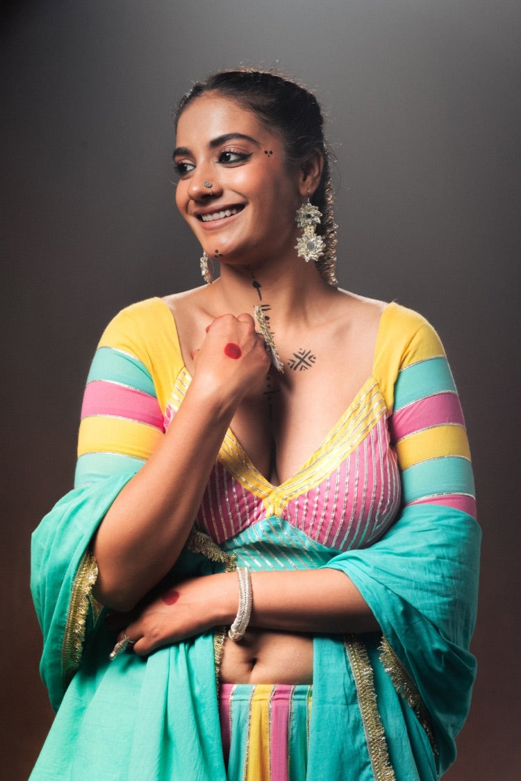 Multicolor Mulmul Cotton Blouse
