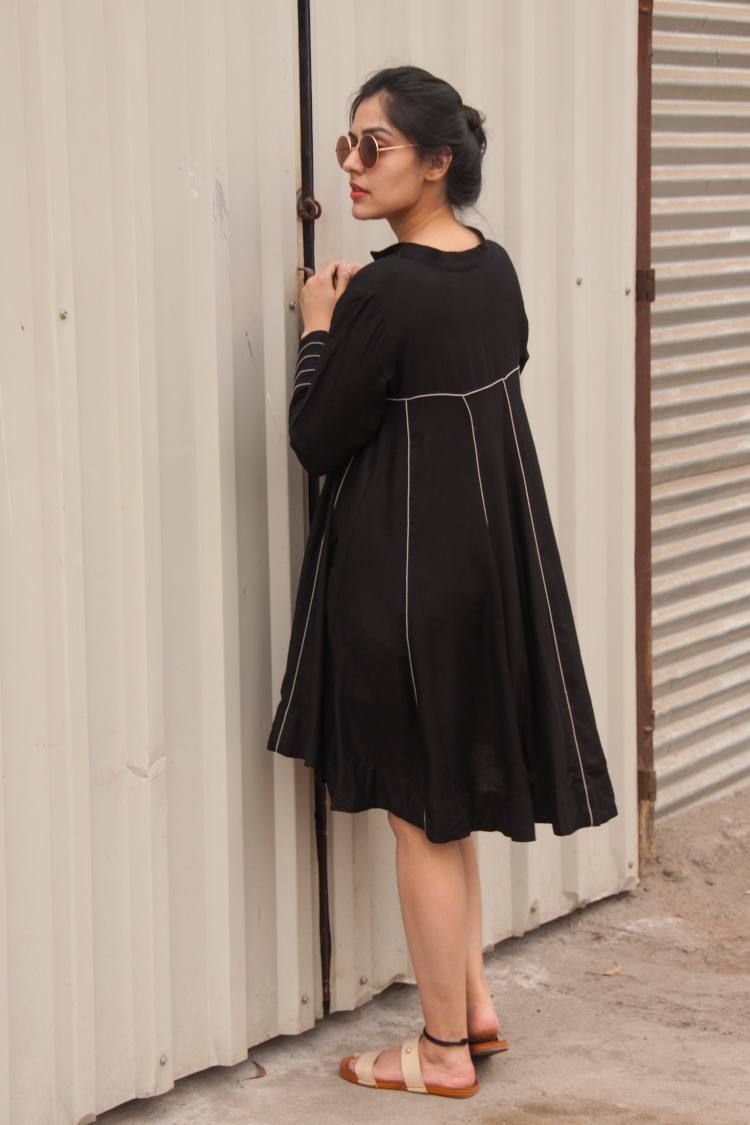 'JESSICA Black' Cotton Mulmul Dress