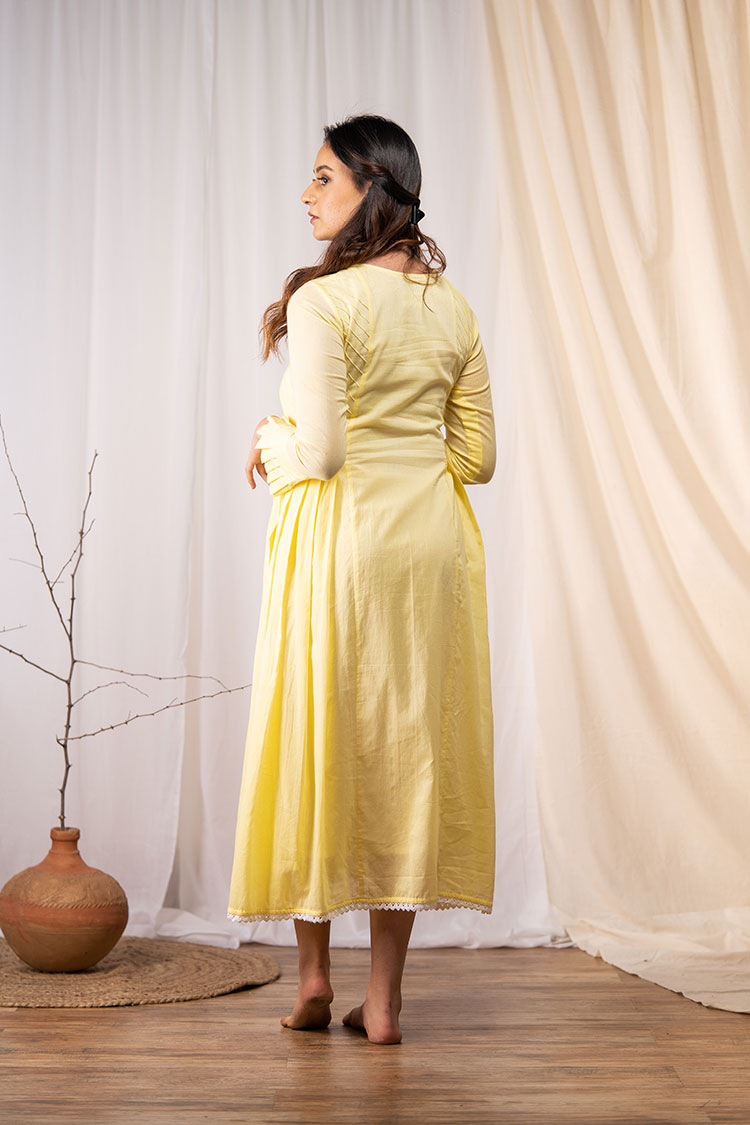 'ETERNAL SUNSHINE' Pastel Yellow Mulmul Cotton Dress