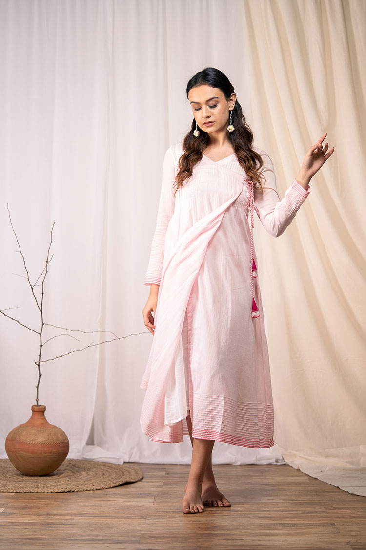 'WRAP ME IN' Baby Pink Mulmul Cotton Dress